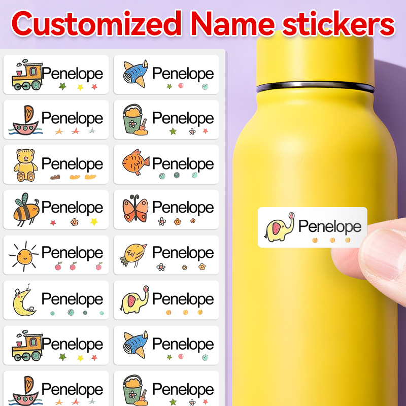 Baby Clothing Labels - ドリンクウェアや子供用文房具用のカスタマイズ可能なネームステッカー - 環境に優しい接着剤を使用した防水のパーソナライズされたラベル