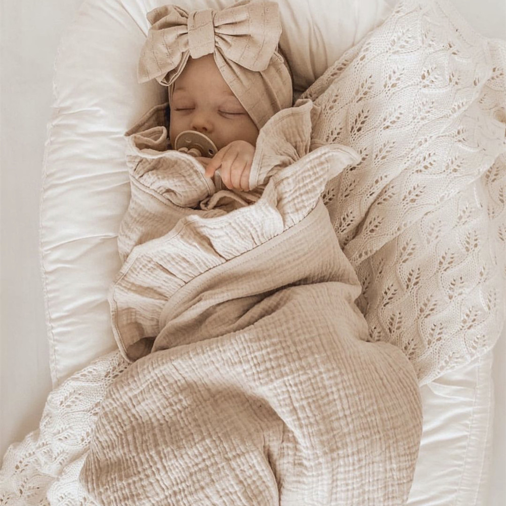 Baby Clothing Organic Cotton - インフリルモスリンベビーおくるみブランケット新生児寝具オーガニックベビーアクセサリー新生児受信ブランケット綿