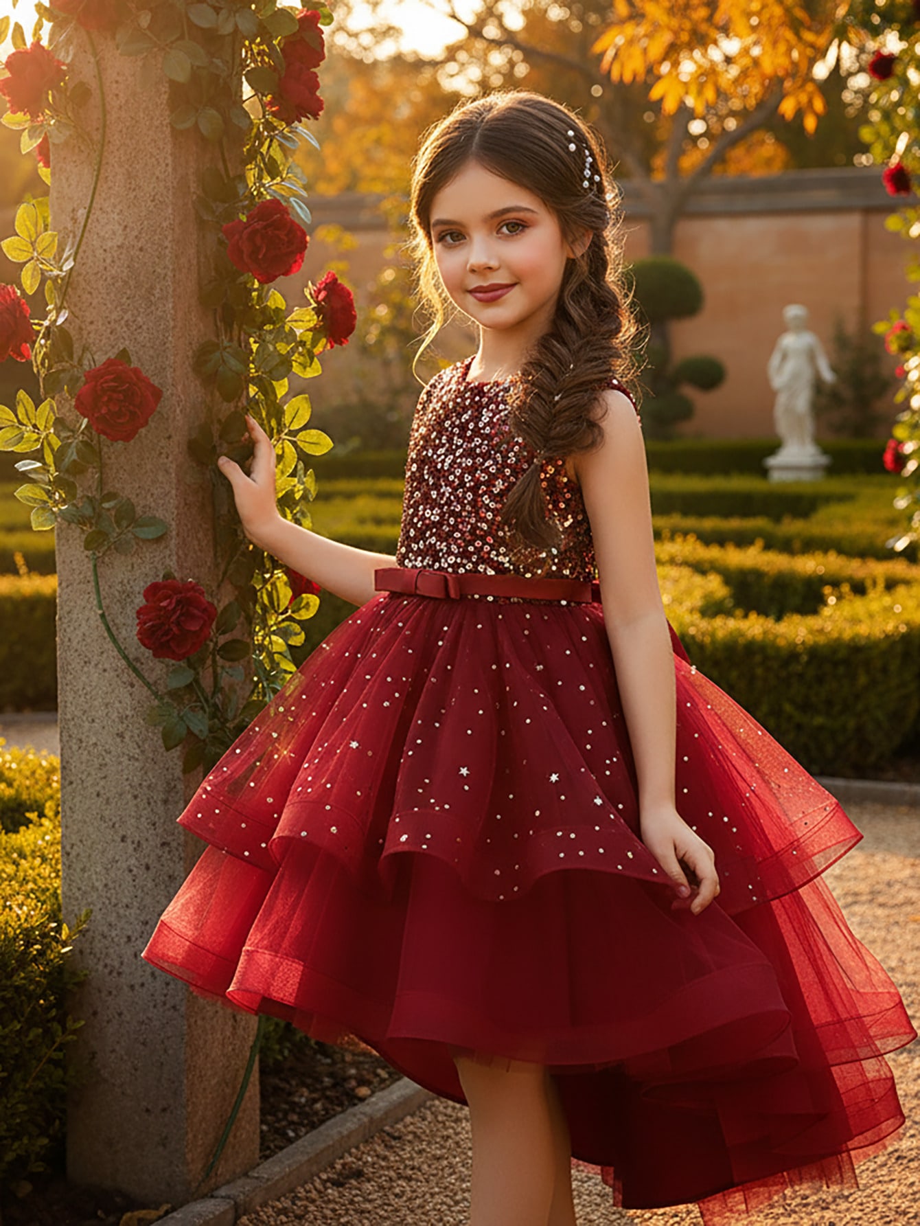 Baby Clothing On Sale - 女の赤ちゃんプリンセス花柄スパンコールドレスオフショルダー幼児子供チュール Vestido パーティー結婚式ページェントベビー服 3-12Y