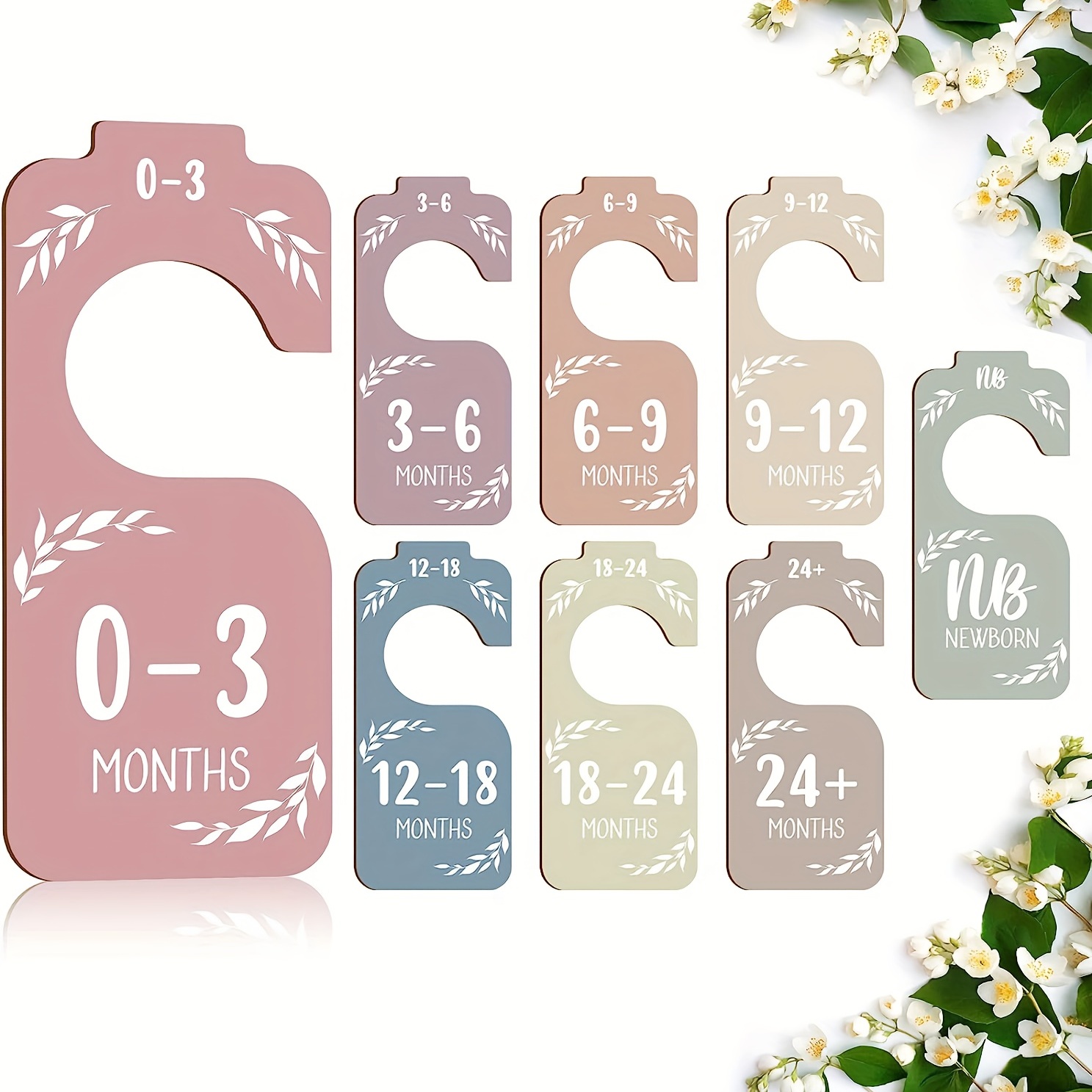 Baby Clothing Wardrobe - 8 個の木製ベビークローゼットディバイダーベビー服オーガナイザー、両面カラフルなベビークローゼットオーガナイザークローゼットサイズハンガー用