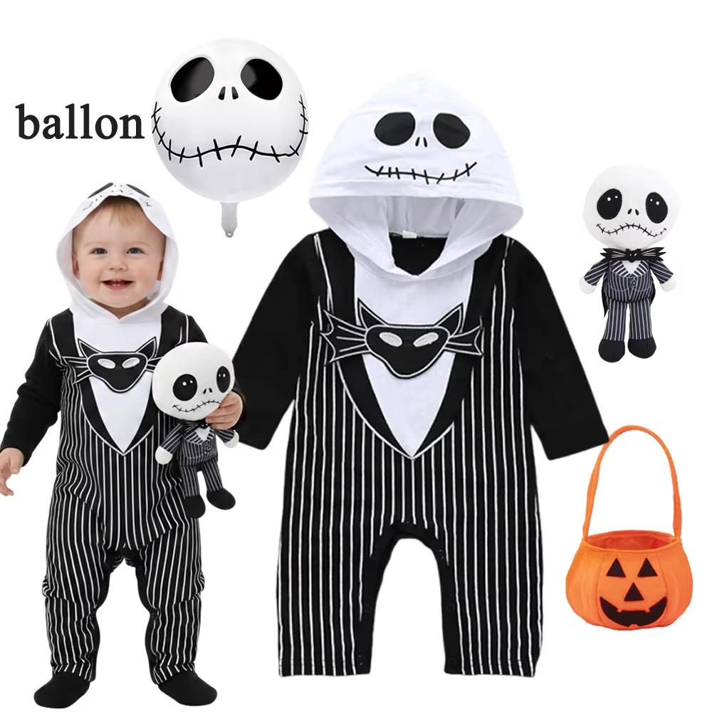 Baby Q Clothing - 赤ちゃん男の子フード付きロンパースハロウィンコスプレジャックホラーナイトメアジャンプスーツ衣装クリスマス子供カーニバルパーティー男の子服