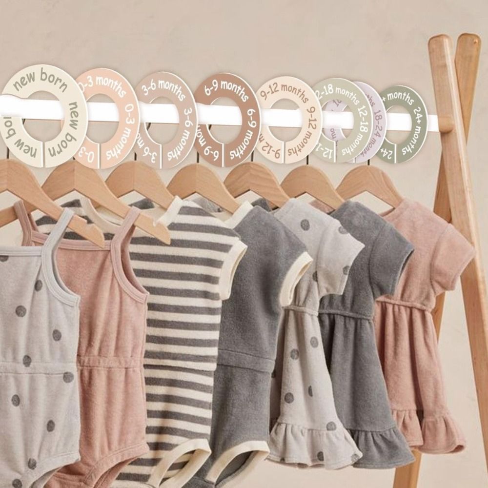 Baby Clothing Tags - 68/9 個整理用ハンガー ベビー服サイズディバイダー DIY クラフトラウンドワードローブセパレーター 0-24