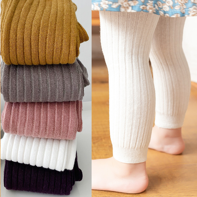 Baby Xl - 1 個春秋ベビーレギンス女の子無地弾性レギンスニット女の子レギンスレジャーリブレギンス