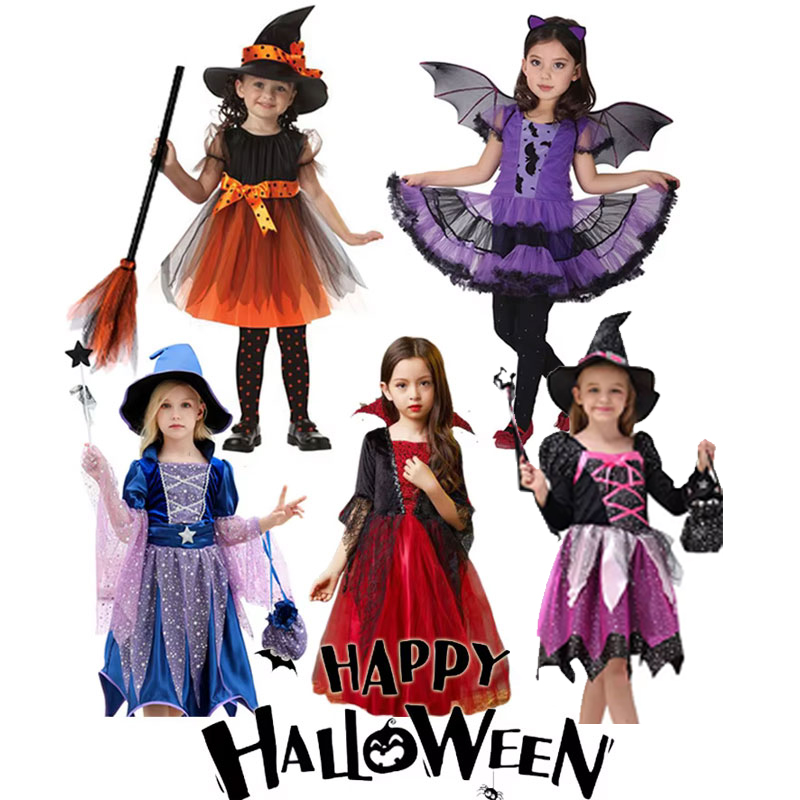Baby Q Clothing - ハロウィンコスチューム女の子用ドレススカーレットウィッチヴァンパイア悪魔ゴーストバットカーニバルパーティードレスアップ子供コスプレ服
