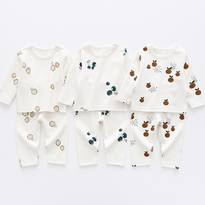 Baby Clothing Organic Cotton - 赤ちゃん用の綿の衣類セット,新生児用の長袖パジャマ,伸縮性のあるパンツ,2個