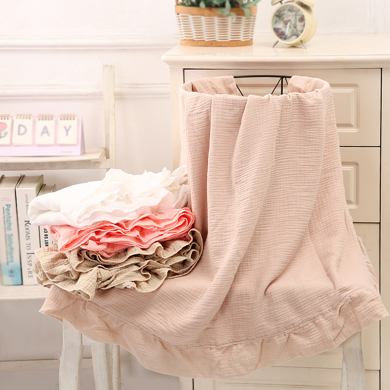 Baby Clothing Organic Cotton - オーガニックコットンベビーブランケット新生児モスリンおくるみベビーラップガーゼフリルブランケット寝具用品ベビーアクセサリー