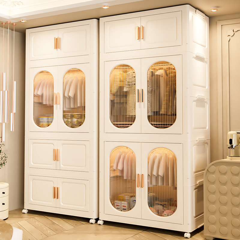 Baby Clothing Wardrobe - 厚みのある収納キャビネット、家庭用寝室ベビーワードローブ、ホイール付き折りたたみ式多層衣類・おもちゃオーガナイザー