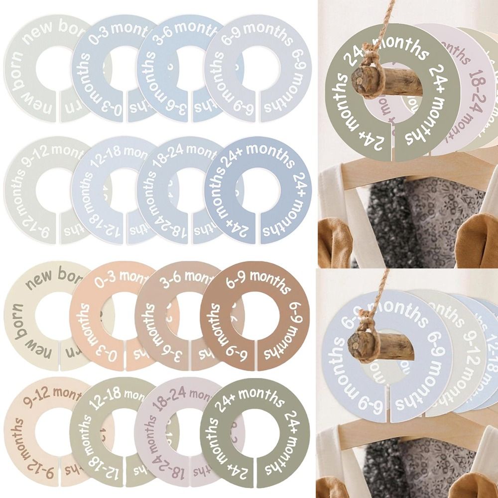 Baby Clothing Tags - 68/9個入り整理ハンガー ベビー服サイズディバイダー プラスチック製DIYクラフト ワードローブセパレーター 0-24ヶ月用 丸型サイズタグリング