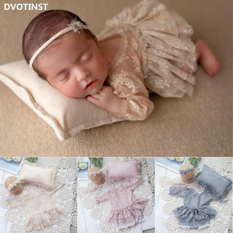 Baby Clothing On Sale - 新生児の写真撮影の小道具女の赤ちゃんのレースの衣装ボディスーツヘッドバンド枕服 Fotografia アクセサリースタジオ写真の小道具