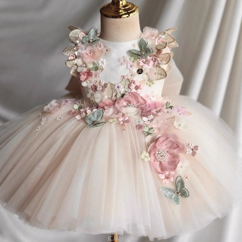 Baby Clothing For Summer - 結婚式のドレス夏子供女の子最初の誕生日花柄プリンセスガウン衣装フラワードレス服服ベビーキッズ服
