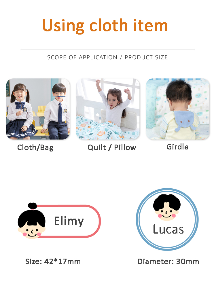 カスタマイズされたアイロン接着名ステッカー布に加熱通学帽子タ - Baby Clothing Labels のレビューと価格