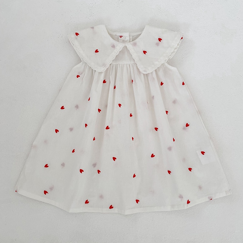 韓国風女の子用サマードレス新入荷、ハートプリントがおしゃれな - Baby Clothing Sale のレビューと価格