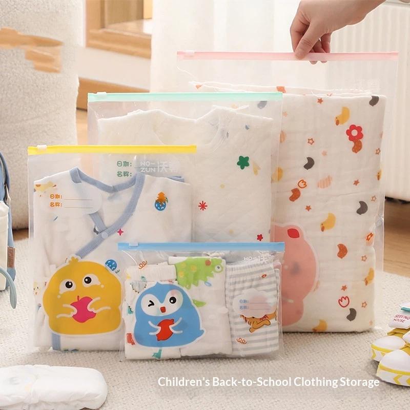 5 個の漫画ベビー服収納袋、防水再封可能なジッパーと書き込み - Baby Clothing Labels のレビューと価格