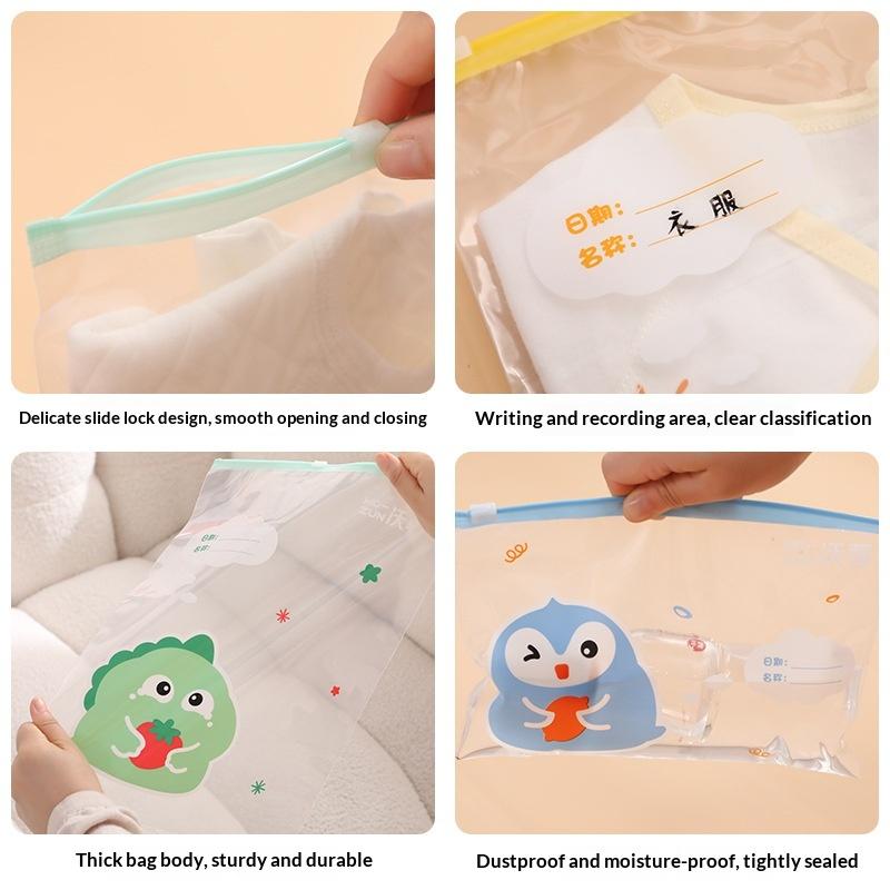 5 個の漫画ベビー服収納袋、防水再封可能なジッパーと書き込み - Baby Clothing Labels のレビューと価格