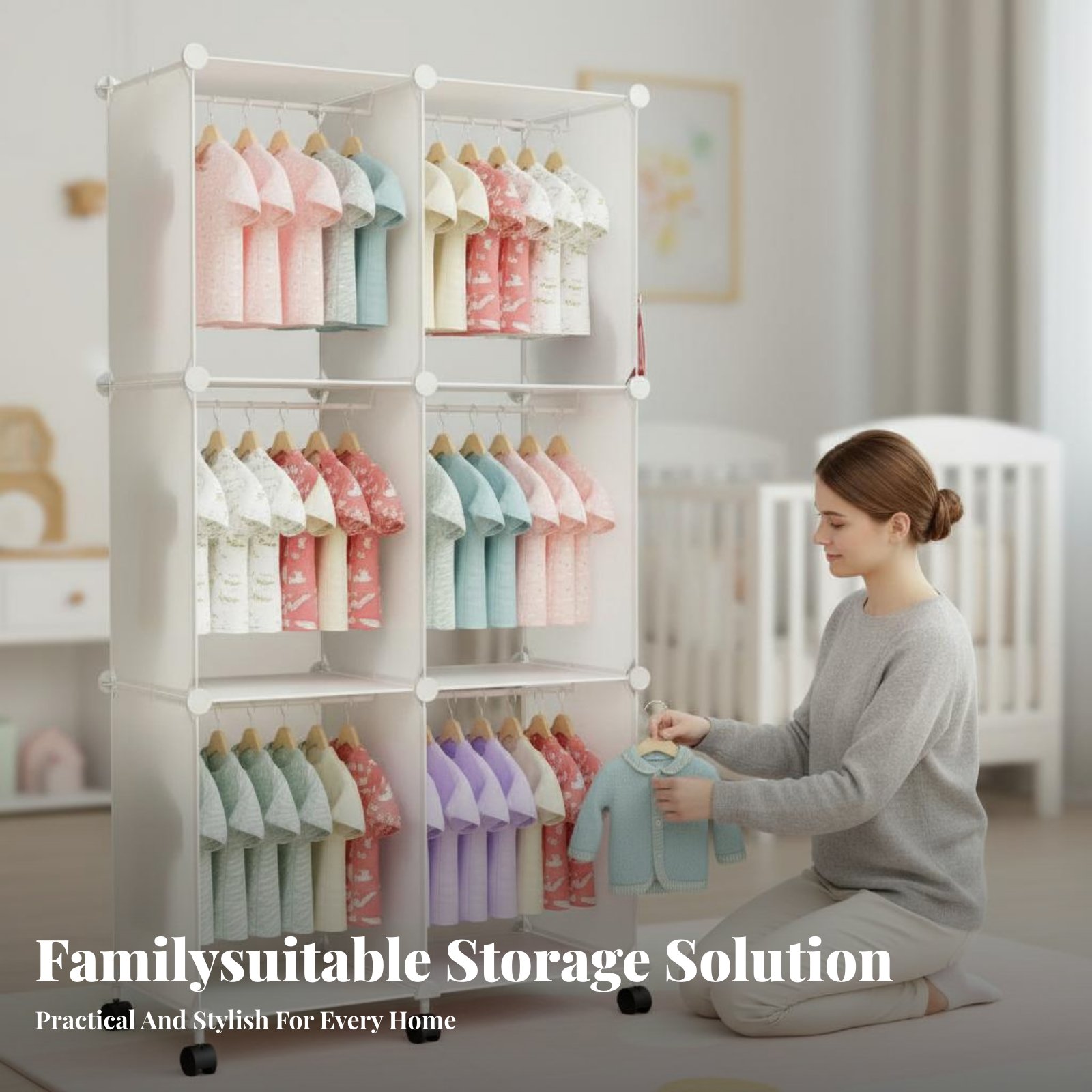 モバイル子供用ワードローブ 透明デザイン ローリング式子供服 - Baby Clothing Wardrobe のレビューと価格