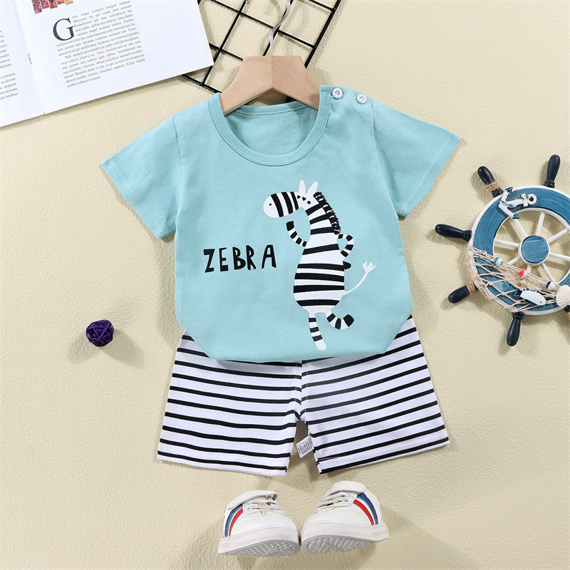 綿 Tシャツ + ショーツ 2 ピーストラックスーツセット子 - Baby Clothing For Summer のレビューと価格