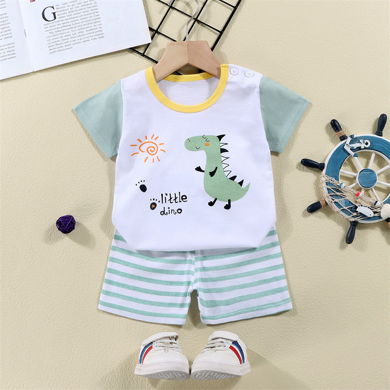 綿 Tシャツ + ショーツ 2 ピーストラックスーツセット子 - Baby Clothing For Summer のレビューと価格