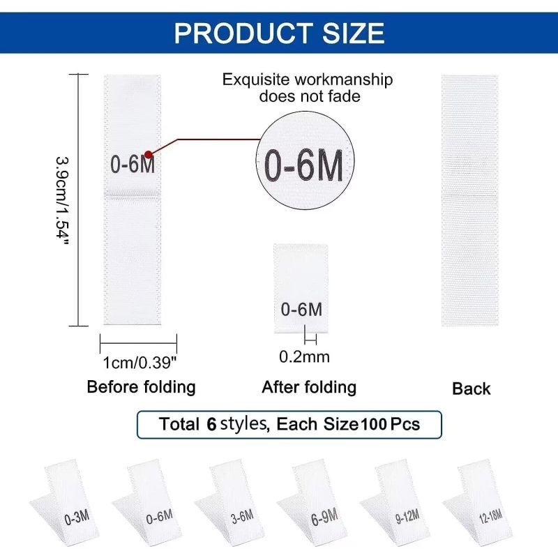 600 個の衣類月ラベル 6 スタイル布縫製ラベル刺繍ラベル - Baby Clothing Labels のレビューと価格