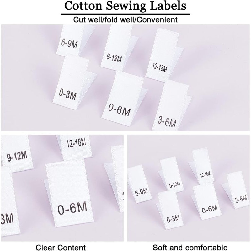 600 個の衣類月ラベル 6 スタイル布縫製ラベル刺繍ラベル - Baby Clothing Labels のレビューと価格
