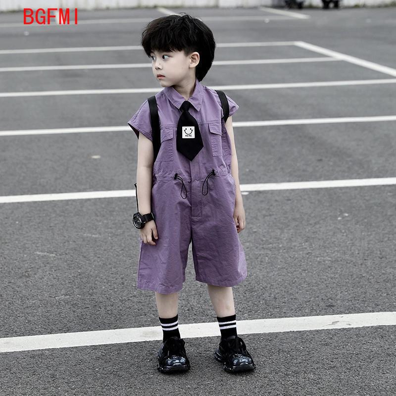 キッズサマーショーツオーバーオールカプリボーイズパープルパン - Baby Clothing For Summer のレビューと価格