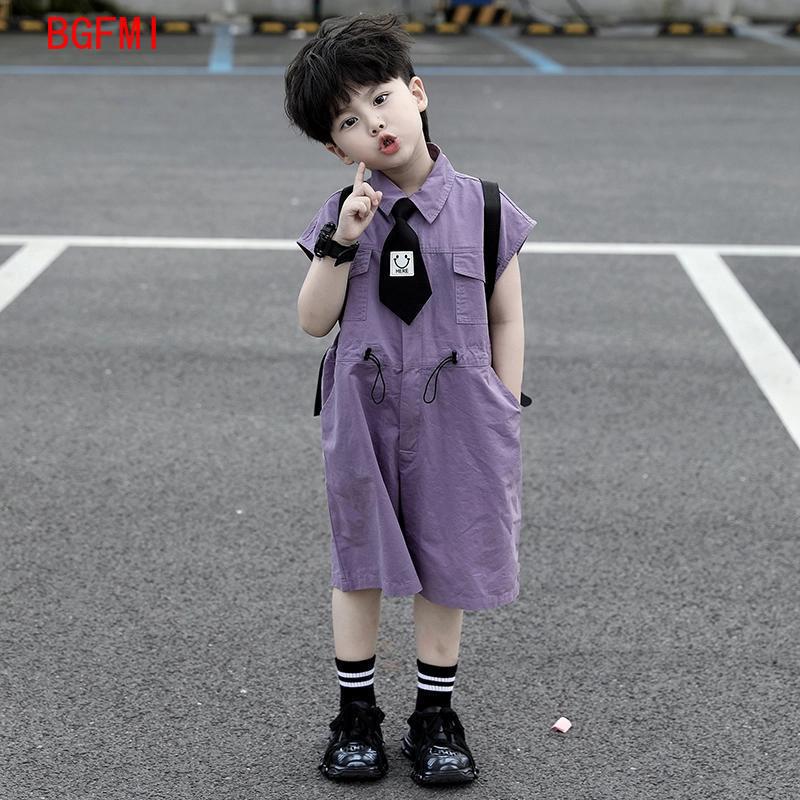 キッズサマーショーツオーバーオールカプリボーイズパープルパン - Baby Clothing For Summer のレビューと価格