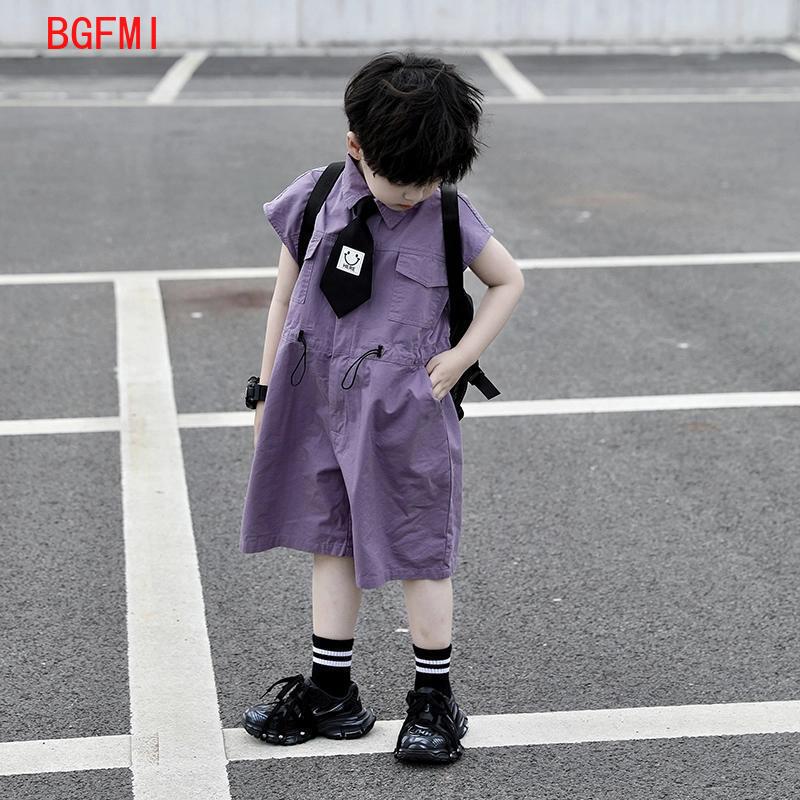 キッズサマーショーツオーバーオールカプリボーイズパープルパン - Baby Clothing For Summer のレビューと価格