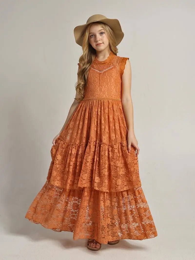 女の子用花柄ドレス、レースコットンワンピース、ベビー・キッズ - Baby Clothing On Sale のレビューと価格