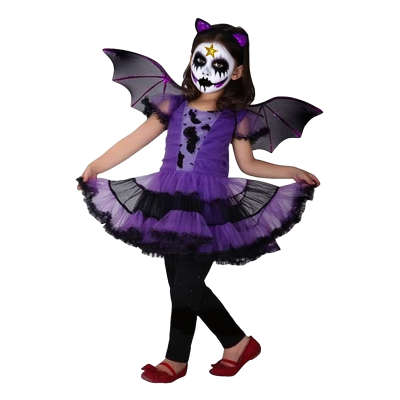 2-12T ハロウィン衣装子供女の子用パープルバットドレスカ - Baby Q Clothing のレビューと価格