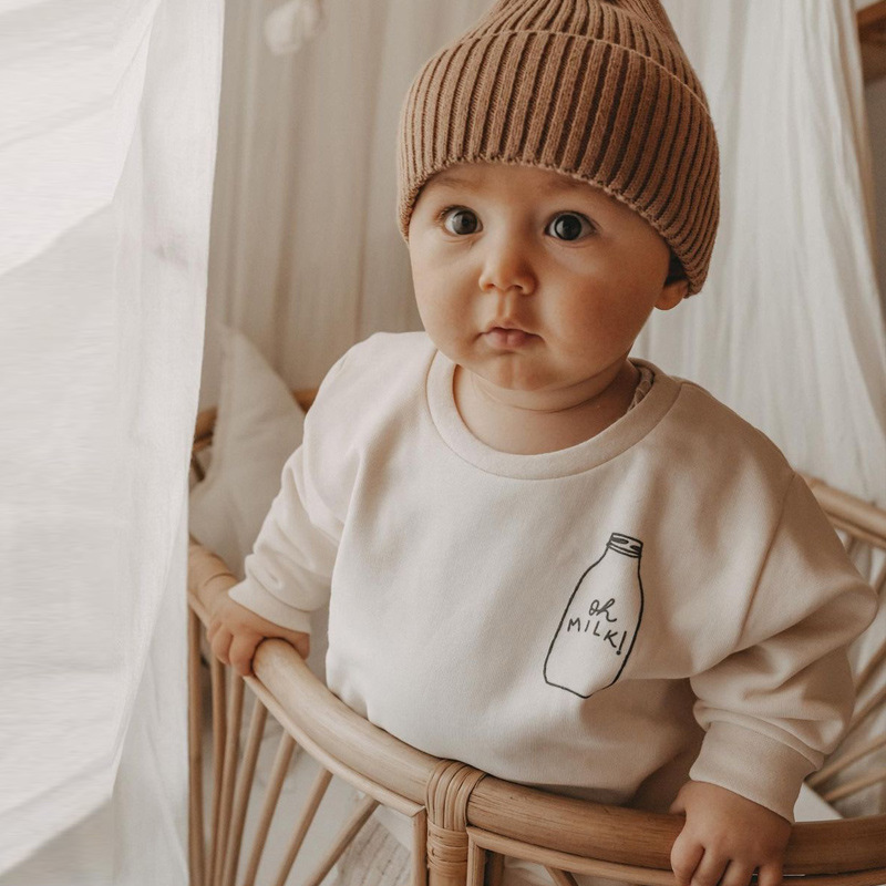 ファッショナブルなベビースウェットシャツ,ラウンドネック,牛 - Baby Clothing Organic Cotton のレビューと価格