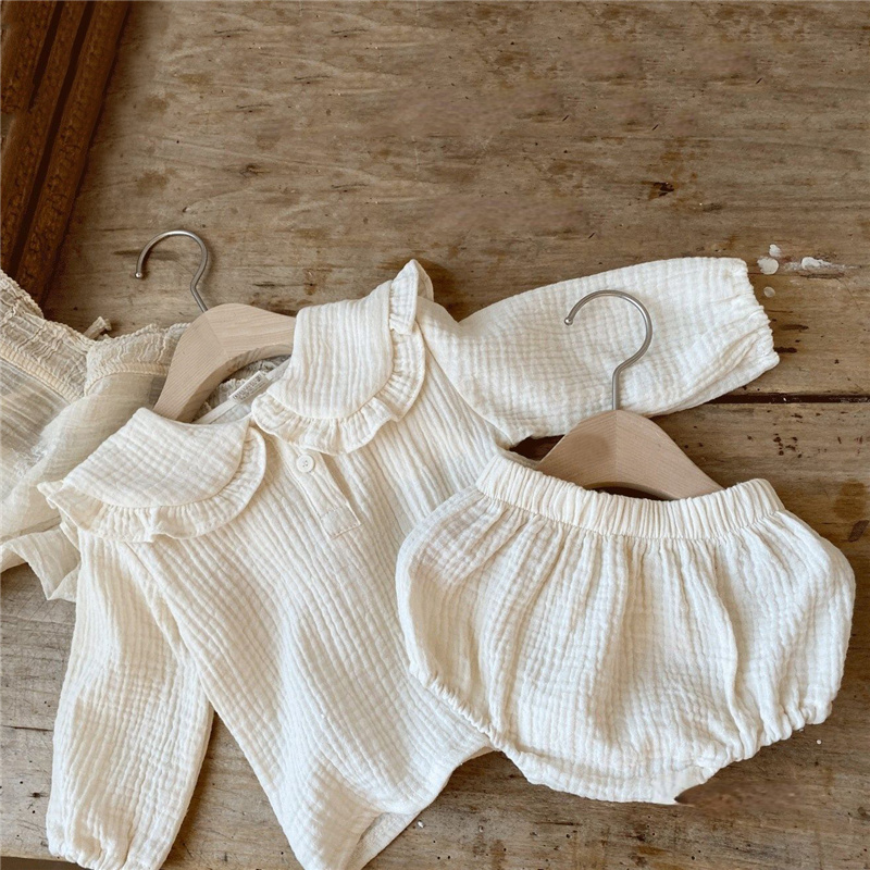 女の子のためのオーガニックコットンの衣服,フリルの襟と長袖の - Baby Clothing Organic Cotton のレビューと価格