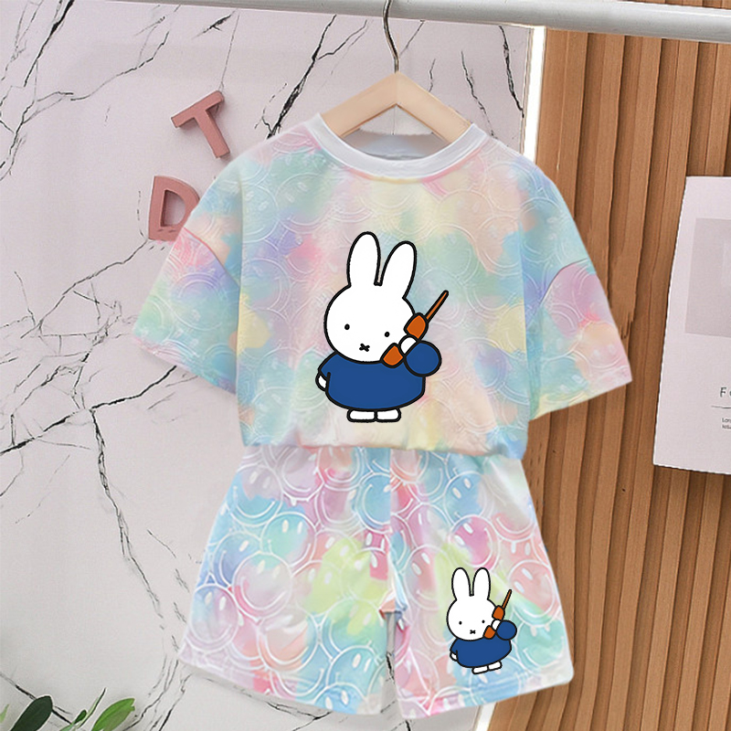 ミッフィーウサギの夏服セット女の赤ちゃん服かわいいプリントタ - Baby Clothing For Summer のレビューと価格