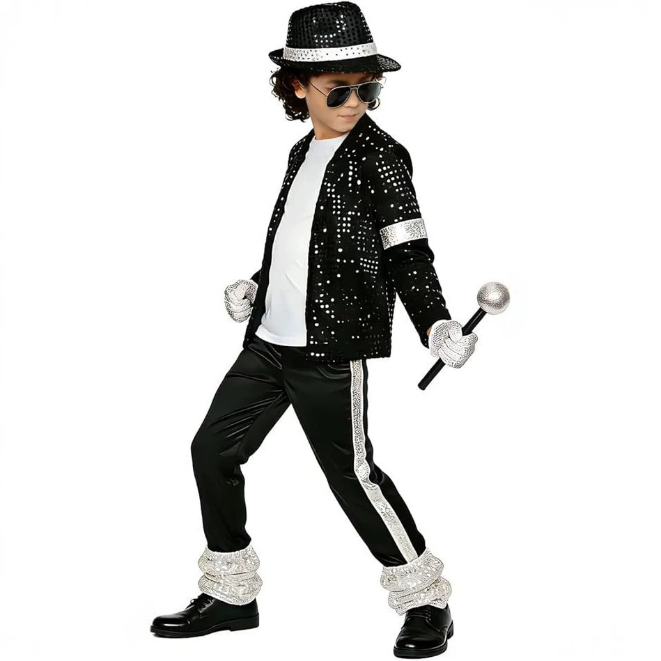 キッズジャクソンポップスタージャクソンコスプレ衣装ハロウィン - Baby Q Clothing のレビューと価格